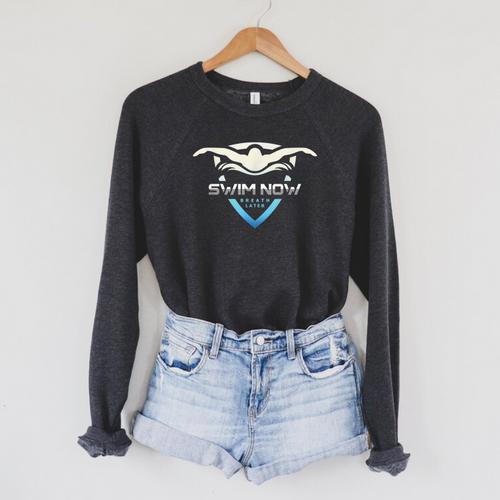 Swim Now Breath Later Swimmer Swimming Indoor Pool Athlete Raglan Sleeve Sweatshirt - SwimGear Co