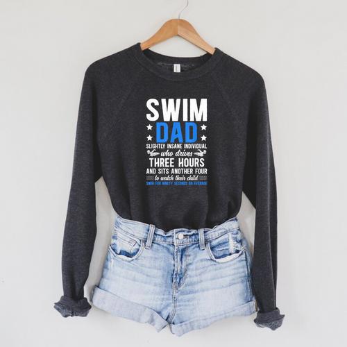 Swim Dad Definition Dad Of A Swimmer Father Swimming Dad Raglan Sleeve Sweatshirt - SwimGear Co