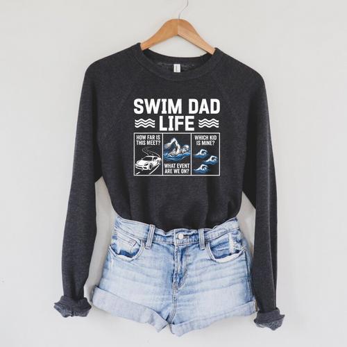 Swim Dad Life Swimmer Father's Day Swimming Daddy Raglan Sleeve Sweatshirt - SwimGear Co