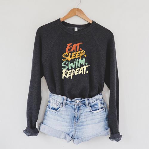 Swimmer Eat Sleep Swim Repeat I Swimming Raglan Sleeve Sweatshirt - SwimGear Co