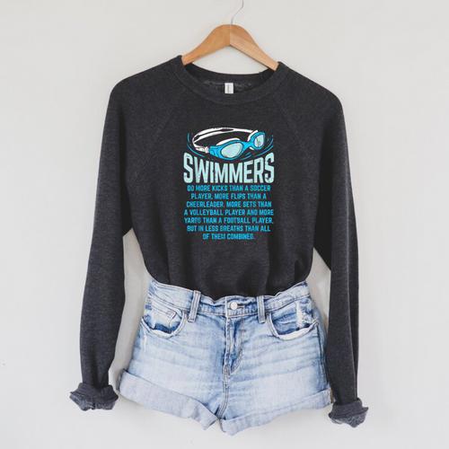 Swimmers Do More Kicks I For Swimming Lovers Raglan Sleeve Sweatshirt - SwimGear Co