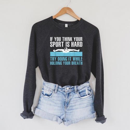 Swimming Art For Men Women Swimmer Swim Coach Training Raglan Sleeve Sweatshirt - SwimGear Co