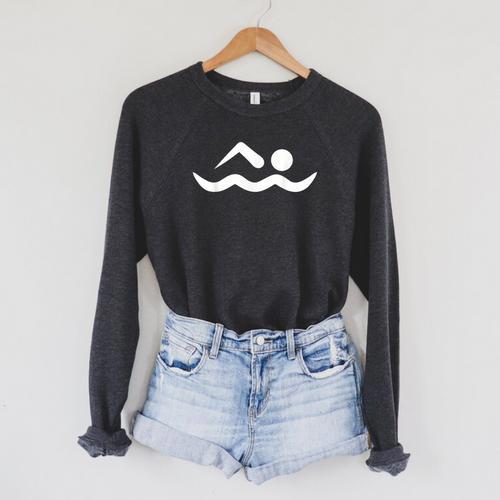 Swimming Icon Raglan Sleeve Sweatshirt - SwimGear Co