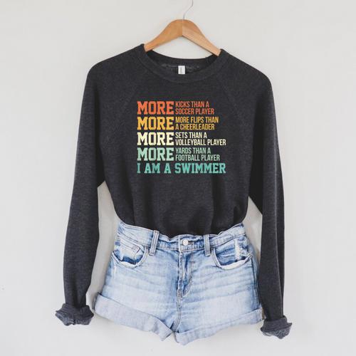 Swimming Saying Swim Swimmer Raglan Sleeve Sweatshirt - SwimGear Co