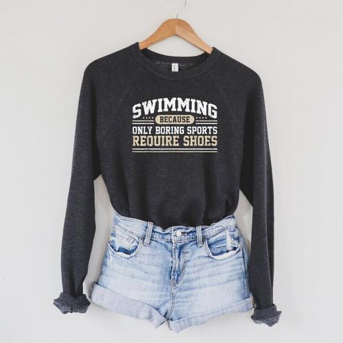 Swimming Saying Swimmer Humor Swim Raglan Sleeve Sweatshirt - SwimGear Co