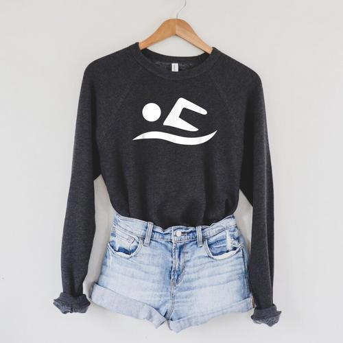 Swimming Silhouette Logo Raglan Sleeve Sweatshirt - SwimGear Co