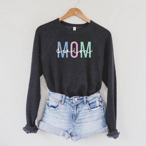 Swimming Sport Ideas For Everybody Women's Swim Mom Swim Team Swimmers Mother Raglan Sleeve Sweatshirt - SwimGear Co
