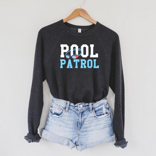 Swimming Swimmer Swim Pool Patrol Coach Dad Raglan Sleeve Sweatshirt - SwimGear Co
