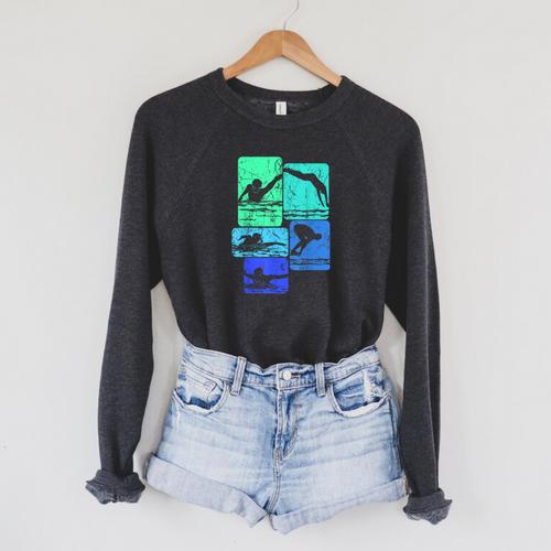Swimming Swimmers Raglan Sleeve Sweatshirt - SwimGear Co