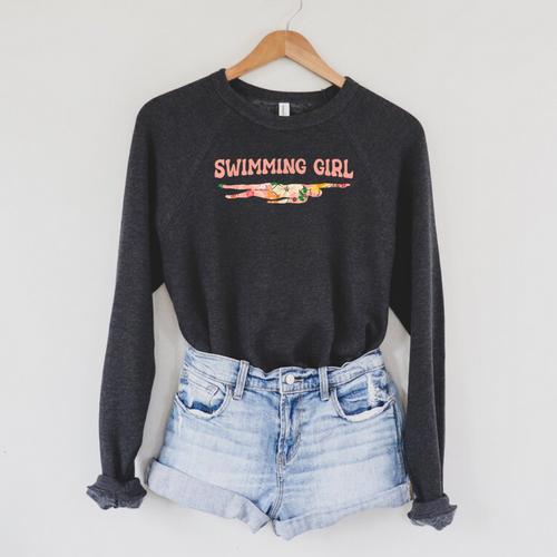 Swimming Swimming Water Sports Swimmer Raglan Sleeve Sweatshirt - SwimGear Co