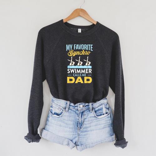 Synchronized Swimming Dad Favorite Synchro Swimmer Artistic Raglan Sleeve Sweatshirt - SwimGear Co