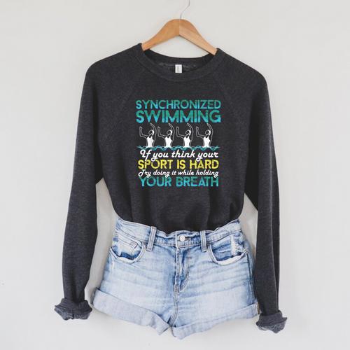Synchronized Swimming Shirt Synchro Swimmer Artistic Raglan Sleeve Sweatshirt - SwimGear Co