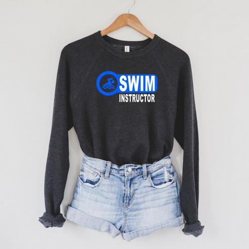 2 Sided Print Swimming Teacher Swim Instructor Swim Lessons Raglan Sleeve Sweatshirt - SwimGear Co