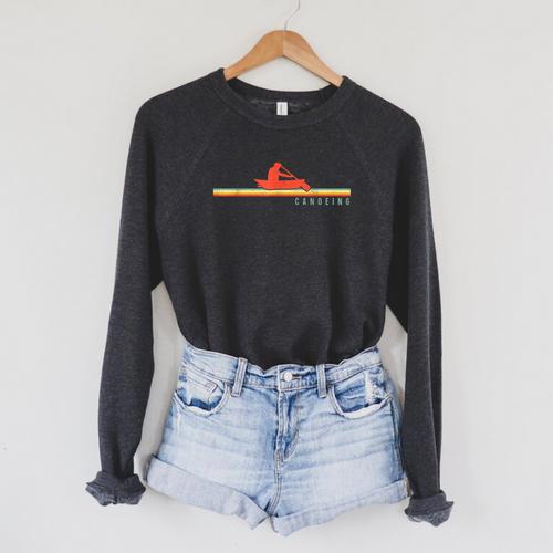 Canoe Canoeing Retro Vintage Canoeing Raglan Sleeve Sweatshirt - Paddle Life