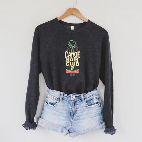 Canoe Hair Club Paddling Retro Comfort Colors Crop Top Raglan Sleeve Sweatshirt - Paddle Life