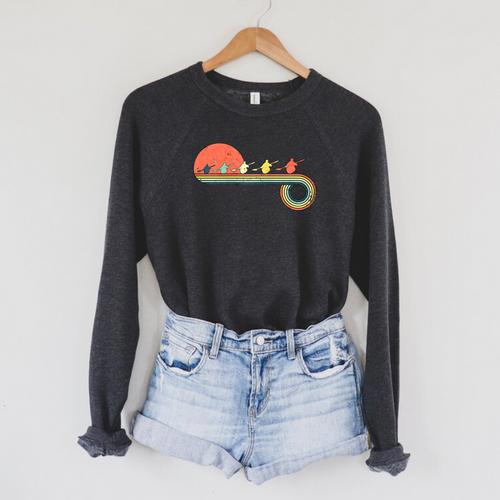 Canoe Retro Vintage Sunset Rainbow Raglan Baseball Tee Raglan Sleeve Sweatshirt - Paddle Life