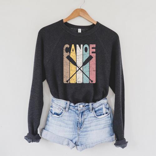 Canoe Vintage Canoeing Retro Canoe Paddling Raglan Sleeve Sweatshirt - Paddle Life