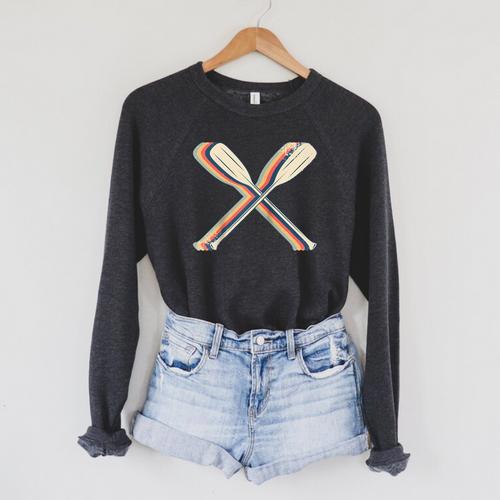 Canoeing Canoe Paddle Paddling Retro Line Art Raglan Baseball Tee Raglan Sleeve Sweatshirt - Paddle Life