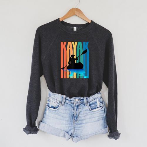 Kayaking Kayak Retro Art Canoe Raglan Baseball Tee Raglan Sleeve Sweatshirt - Paddle Life