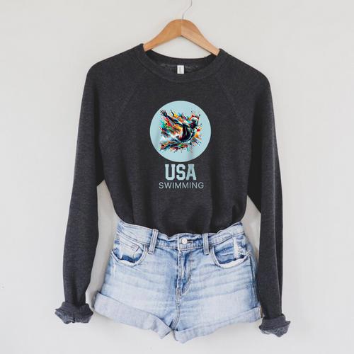 SWIMMING SPORT COMPETITIVE SWIM Raglan Baseball Tee Raglan Sleeve Sweatshirt - SwimGear Co