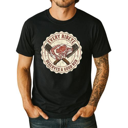 Every Ribeye Deserves A Good Rub BBQ Dad Grilling Men's Casual T-Shirt - BBQ Dad Merch