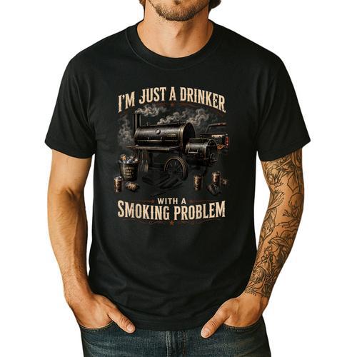 I'm Just A Drinker With A Smoking Problem Grilling BBQ Dads Men's Casual T-Shirt - BBQ Dad Merch
