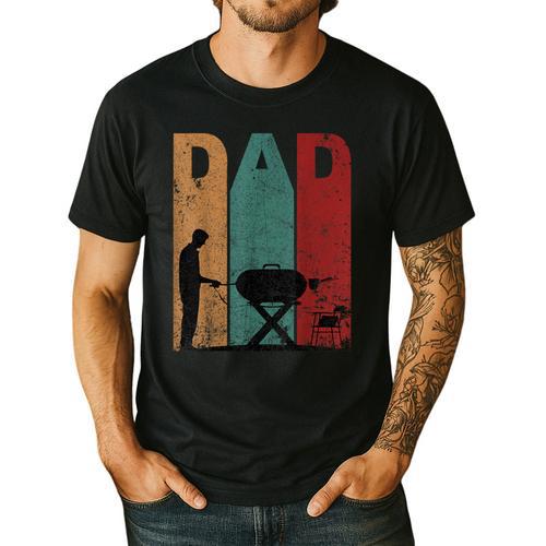 Vintage BBQ Dad Silhouette Father's Day Retro Men's Casual T-Shirt - BBQ Dad Merch