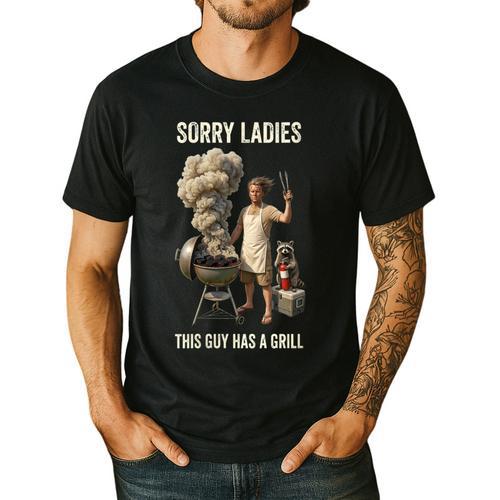 Women's Sorry Ladies This Guy Has A Grill BBQ Dad Men Lover Men's Casual T-Shirt - BBQ Dad Merch