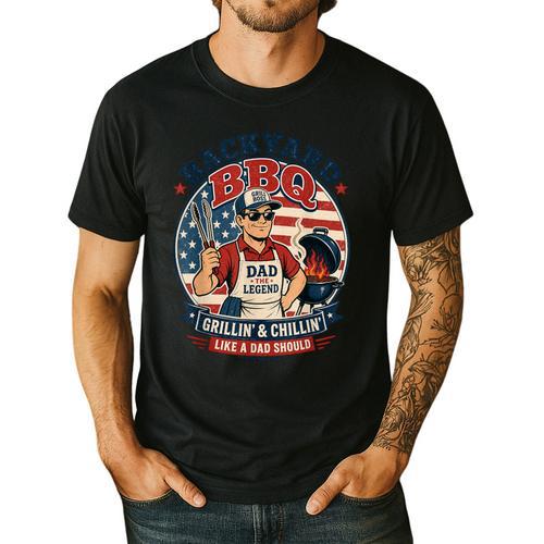 Backyard BBQ Dad Grill Boss Patriotic Fourth Of July Barbecu Men's Casual T-Shirt - BBQ Dad Merch