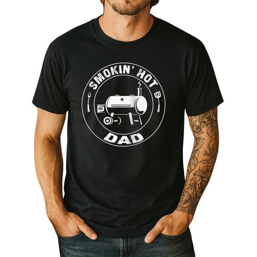 BBQ Dad Smokin Hot Dad Grill Master Fathers Day Raglan Baseball Tee Men's Casual T-Shirt - BBQ Dad Merch