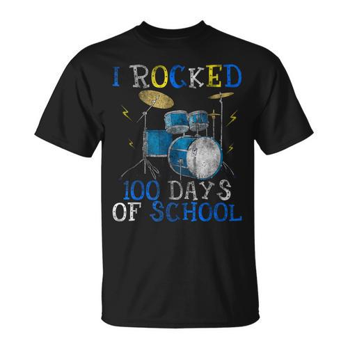 100th Day Of School T Shirt Happy 100 Days Drum Kit Music T-Shirt - Downbeat Supply