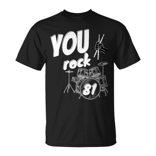 Drum Kit Drummer 81 Years 81st Birthday Men Women T-Shirt - Downbeat Supply