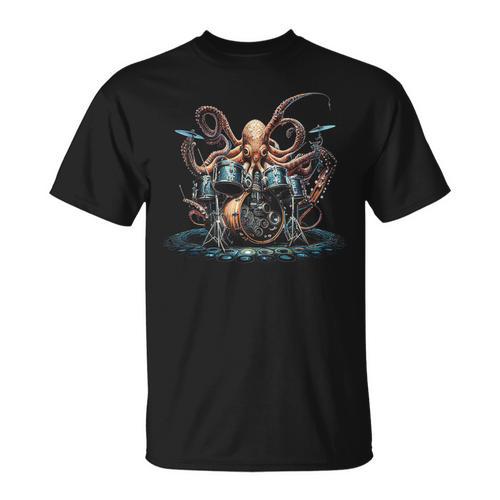 Drum Kit Percussionist Drummer Octopus Playing Drums T-Shirt - Downbeat Supply