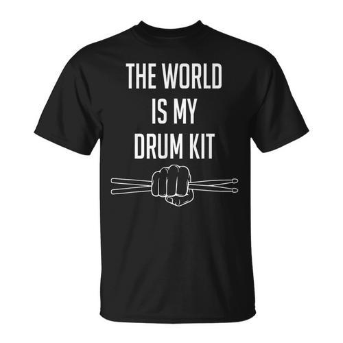 Drummer Saying The World Is My Drum Kit T-Shirt - Downbeat Supply