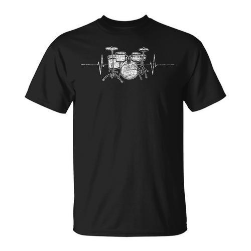 ECG Heartbeat Music Lovers Drumsticks Drum Kit T-Shirt - Downbeat Supply