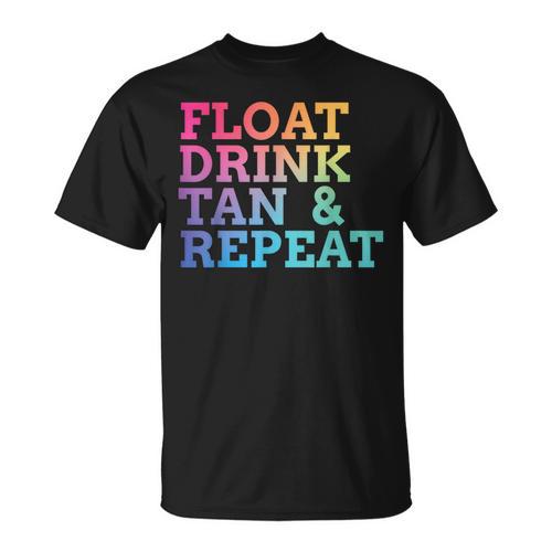 Float Drink Tan Repeat Summer Swimming Beach Pool Vacation T-Shirt - SwimGear Co