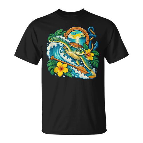 Green Sea Turtle Surfs Past a Canoe Paddle Sleeveless T-Shirt - Paddle Life