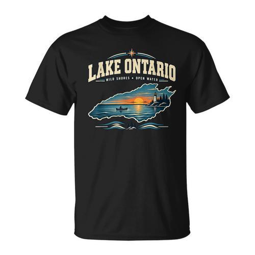 Lakes Lake Ontario Fishing Canoe Lighthouse Outdoor T-Shirt - Paddle Life