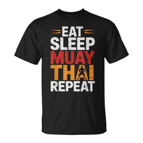 Muay Thai Fighter Eat Sleep Repeat Lifestyle Training T-Shirt - Nak Muay Co.