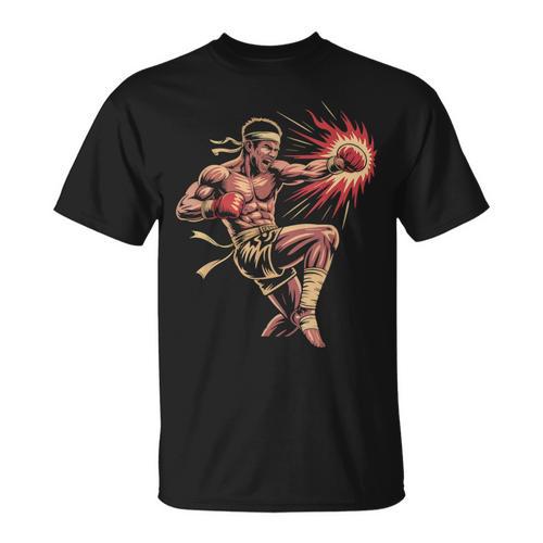 Muay Thai Fighter Southpaw Stance Minimal Silhouette Clean T-Shirt - Nak Muay Co.
