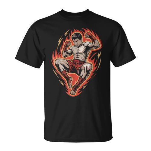 Muay Thai Fighter Teep Push Kick Minimal Line Art Clean T-Shirt - Nak Muay Co.