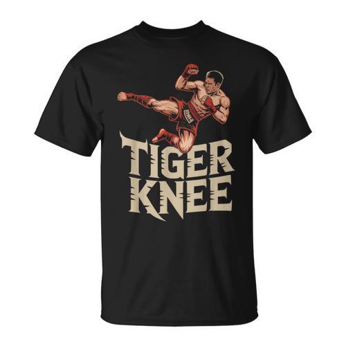 Muay Thai Fighter Tiger Knee Vintage Distressed Badge T-Shirt - Nak Muay Co.