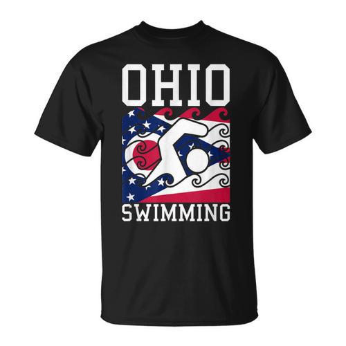 Ohio Flag Swimming Team Swim Swimmer US State T-Shirt - SwimGear Co
