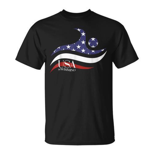 Patriotic American Flag Floating USA Swimming Team T-Shirt - SwimGear Co