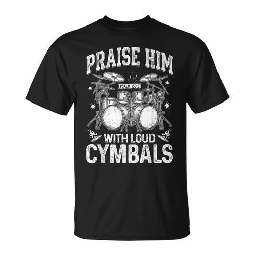 Praise Him With Loud Cymbals Psalm 150-5 Vintage Drum Kit T-Shirt - Downbeat Supply
