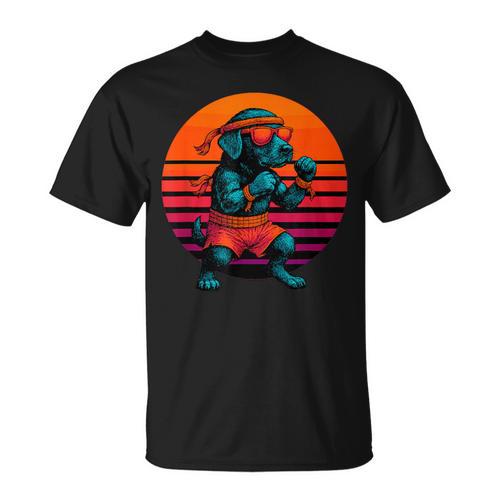 Retro Dog With Gloves Muay Thai Fighter T-Shirt - Nak Muay Co.