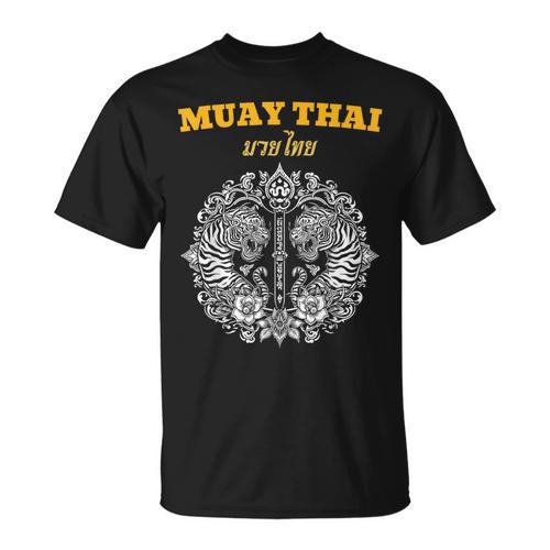 Sak Yant Muay Thai Art Tattoo Twin Tiger Kickboxing Thailand T-Shirt - Nak Muay Co.