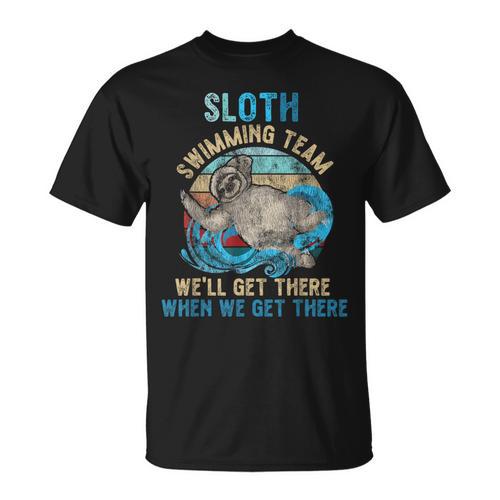 Swimmer Swim Sloth Swimming Team Retro T-Shirt - SwimGear Co