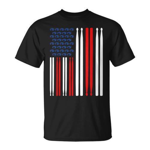 USA Flag Drummer Music Drum Kit T-Shirt - Downbeat Supply