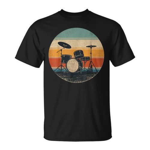 Vintage Drum Kit Silhouette Retro Music T-Shirt - Downbeat Supply